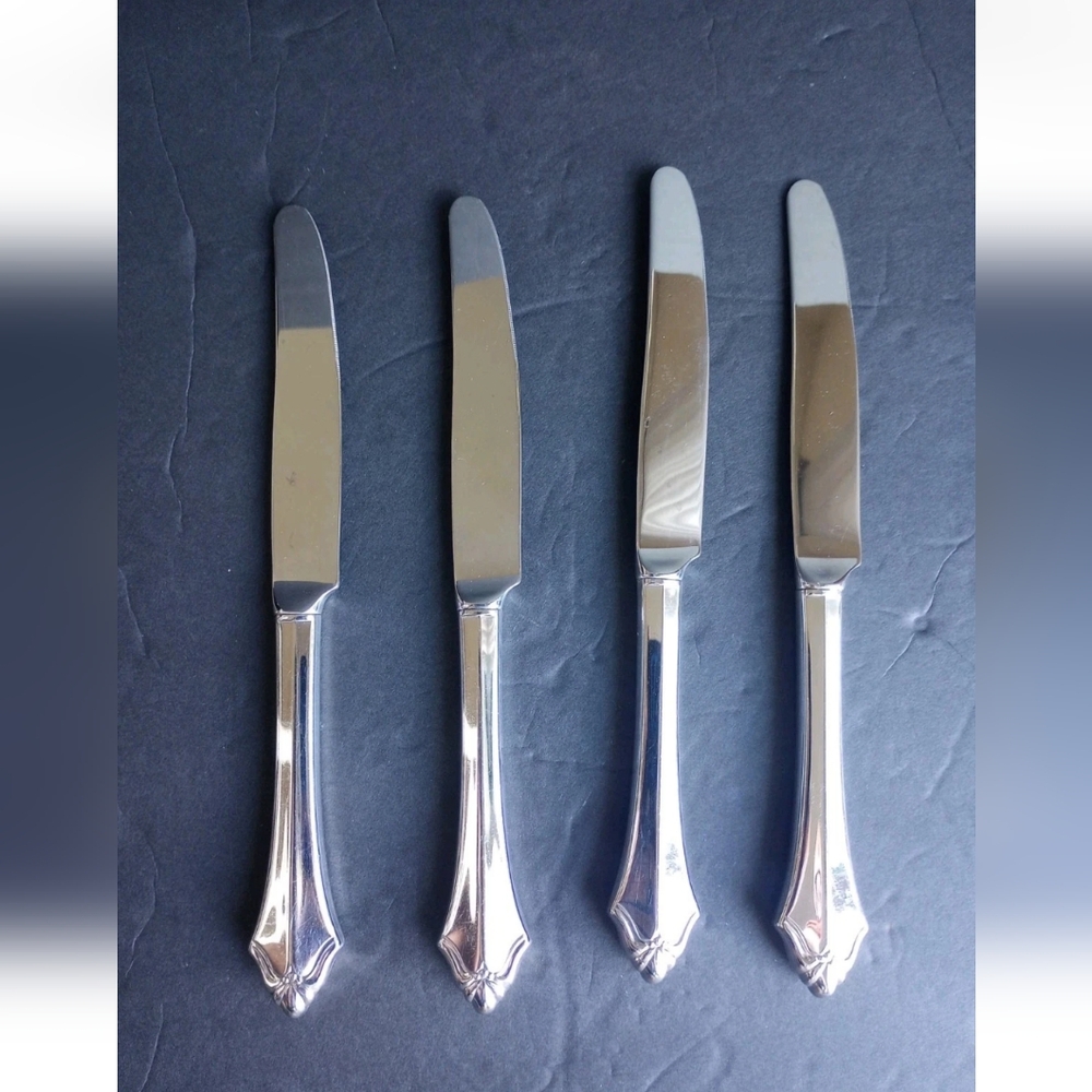 Oneida Community KENWOOD Glossy Stainless USA Flatware 4 Dinner Knives